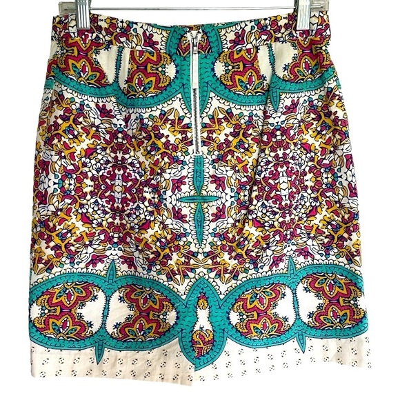 Y2K Bohemian Linen Mini Skirt | Anthropologie Lucy & Laurel | Size 4 - Picture 2 of 10